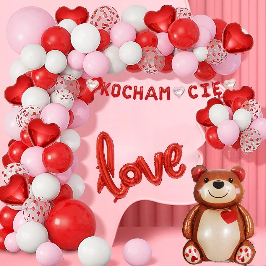 BALONY LOVE WALENTYNKI CZERWONY BALON MIŚ SERCE DZIEŃ MAMY ROCZNICA ŚLUBU