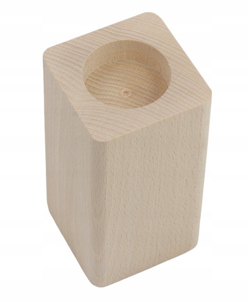Świecznik 12Cmx6Cm Drewniany Z Zaokrąglonymi Bokami Bukowy 1 Sztuka