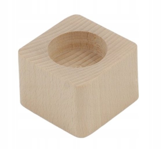 Świecznik Mały 4Cmx6Cm Drewniany Z Zaokrąglonymi Bokami Bukowy 1 Sztuka