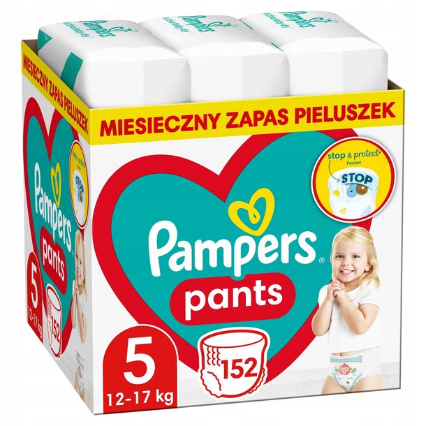 Pampers Pants 5 Rozmiar Pieluchomajtki Dla Dzieci 12-17kg Giga Zapas 152szt