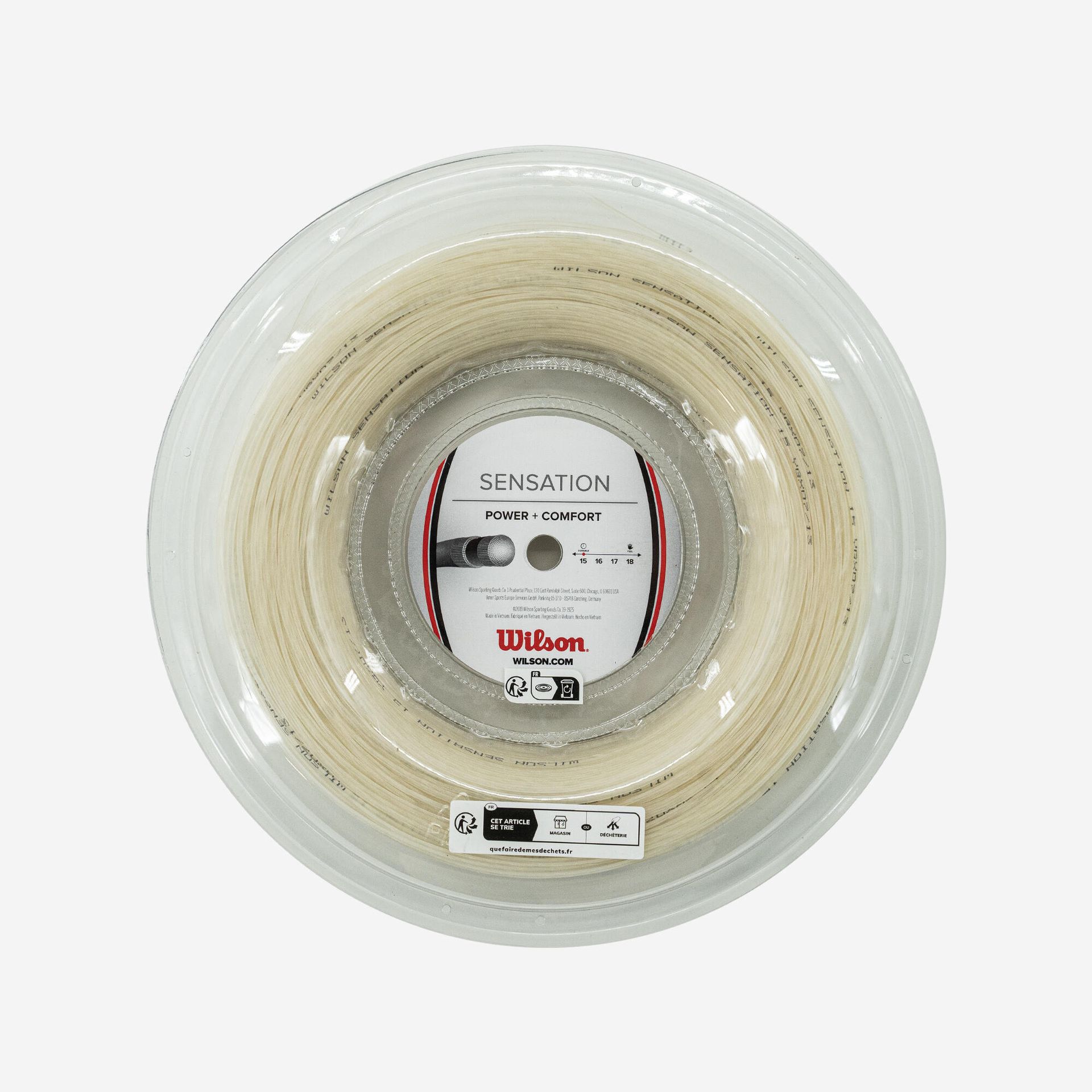 Wilson dorosłych besaitung rakieta do firmy Sensation 15L Reel, transparentny, 200 m, 0887768140205 0887768140205