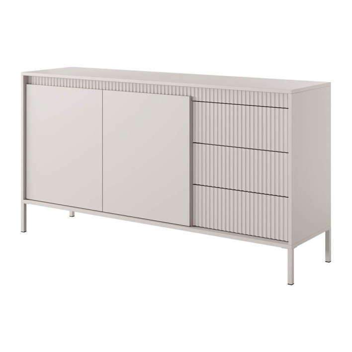 Komoda ryflowana SENSO 153 2D3S (B) Beżowy