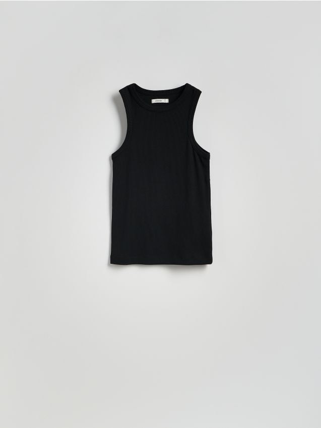 Reserved - Bawełniany top - czarny