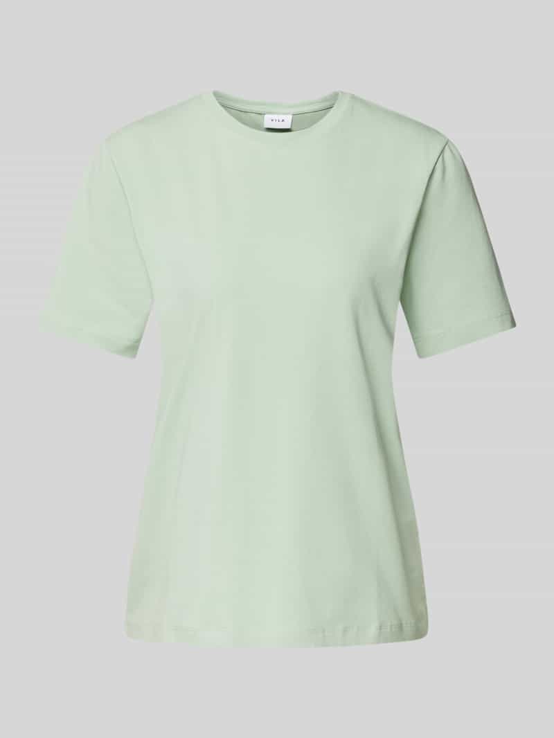 T-shirt z prążkowanym, okrągłym dekoltem model ‘NORA’