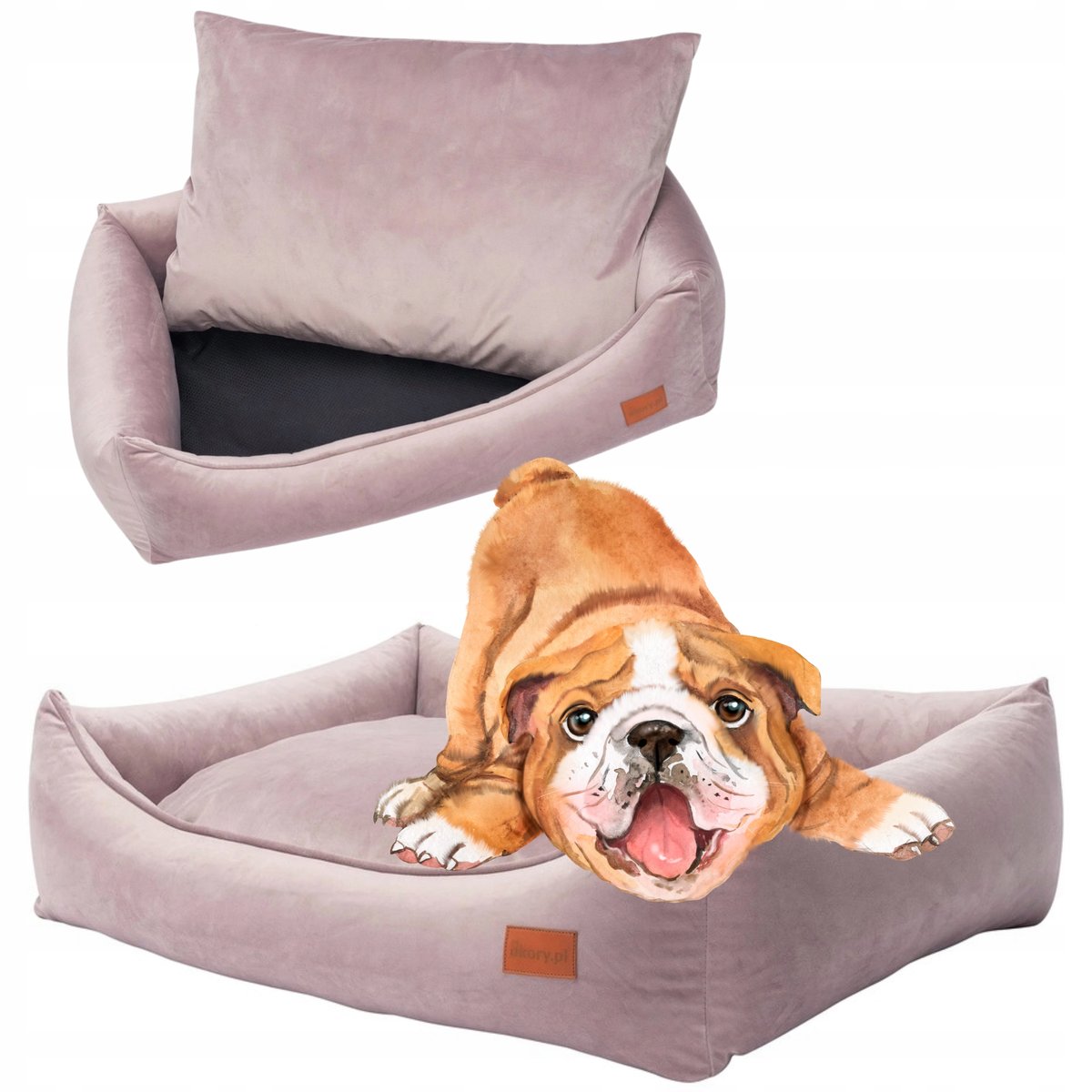 KOMFORTOWA sofa LEGOWISKO dla psa samoyed collie 120x95x22 cm Ukory RÓŻOWA