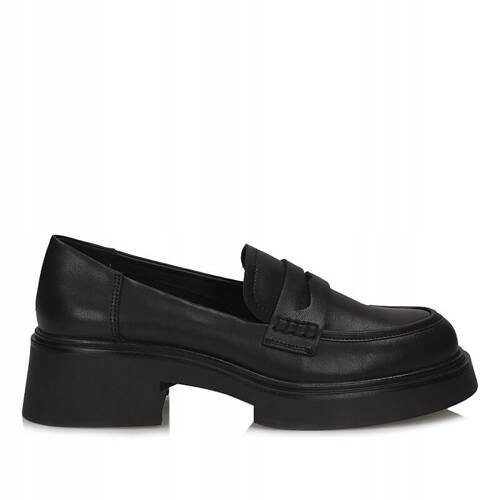 Czarne mokasyny półbuty damskie S.Barski JC42-61 skóra