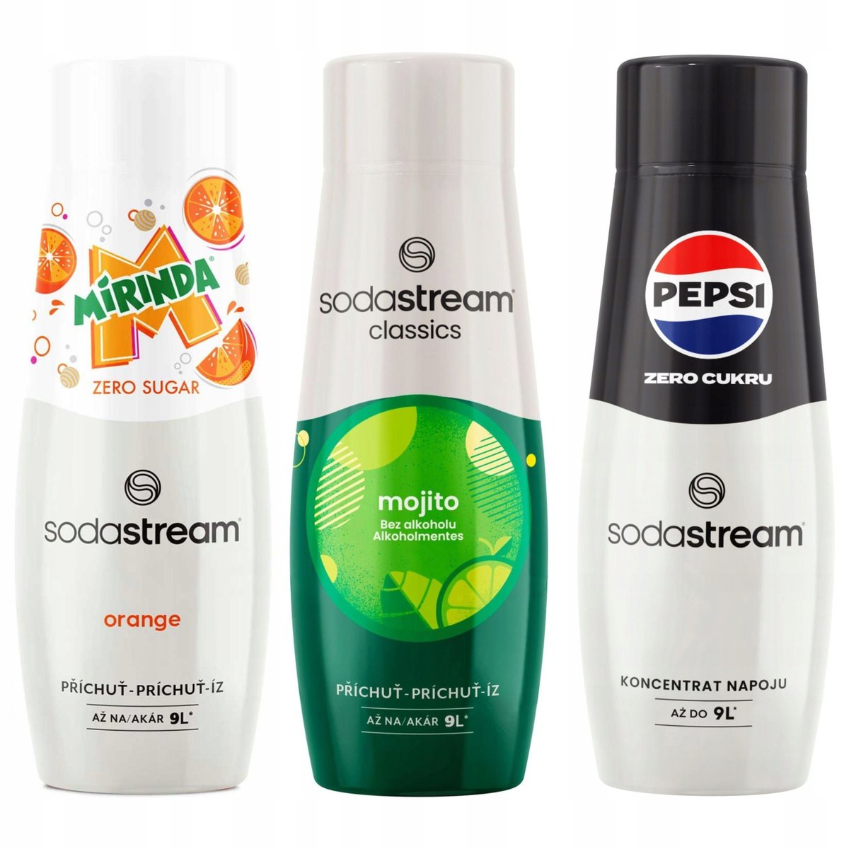 Syropy SodaStream do saturatora Mirinda Zero + Mojito / Mohito + Pepsi Zero Bez Cukru 3x 440 ml