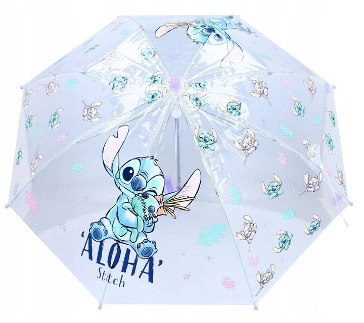 Parasol przeciwdeszczowy dziecięcy transparentny Lilo Stitch Disney Stitch
