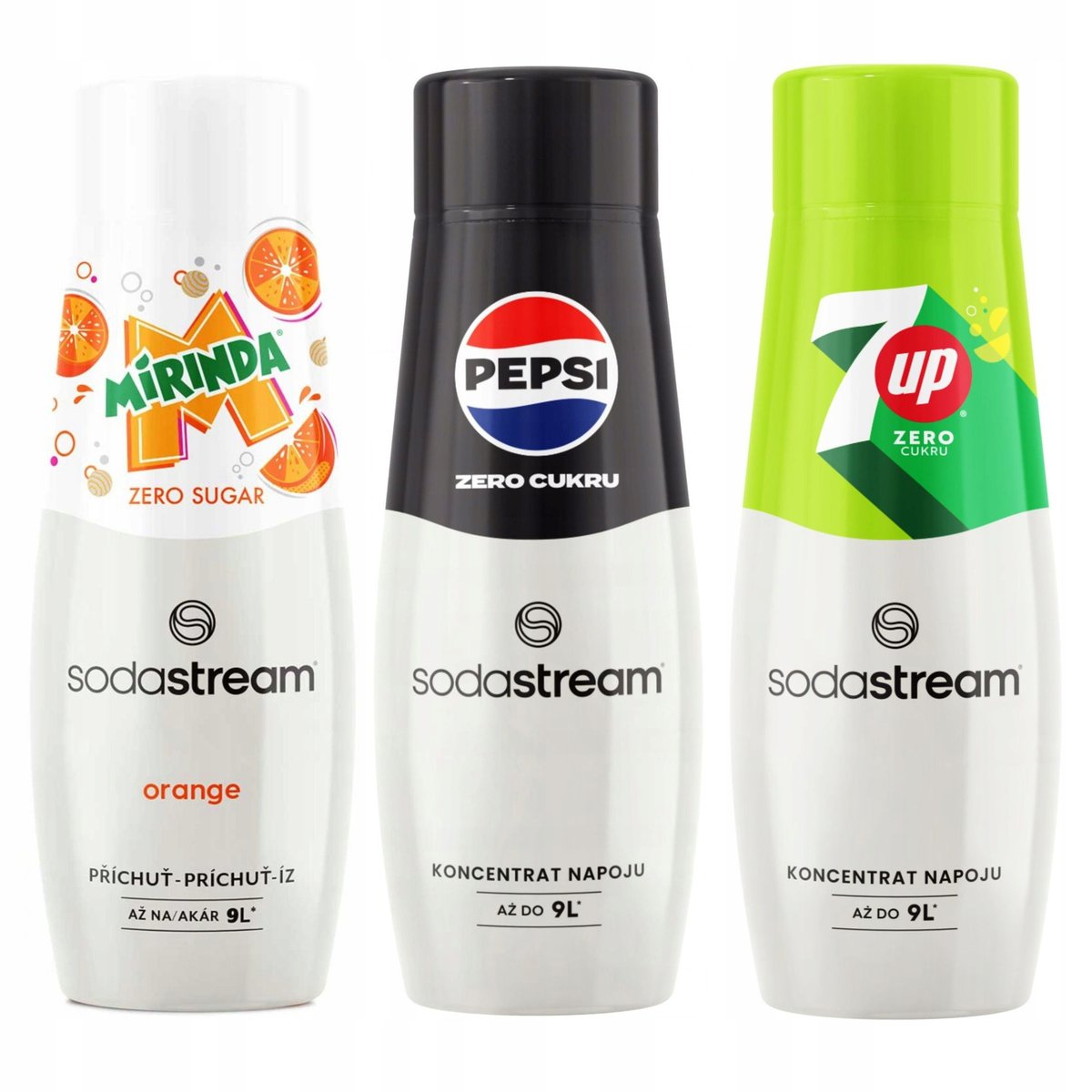 Syropy SodaStream do saturatora Mirinda Zero + Pepsi Zero + 7Up Zero