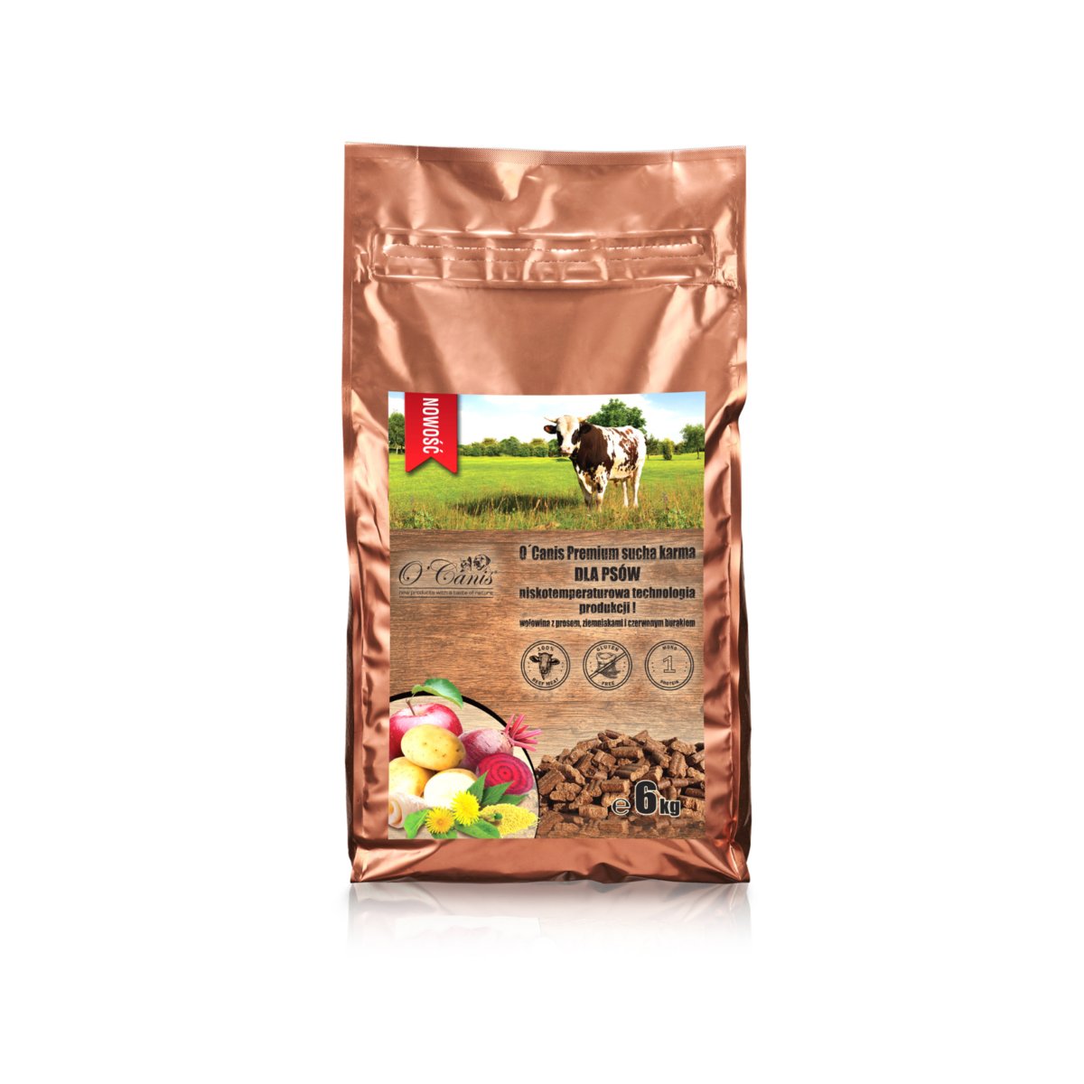O'Canis Sucha Karma Premium Dla Psa Z Wołowiną, Prosem, Kartoflami I Czerwonym Burakiem, 6Kg