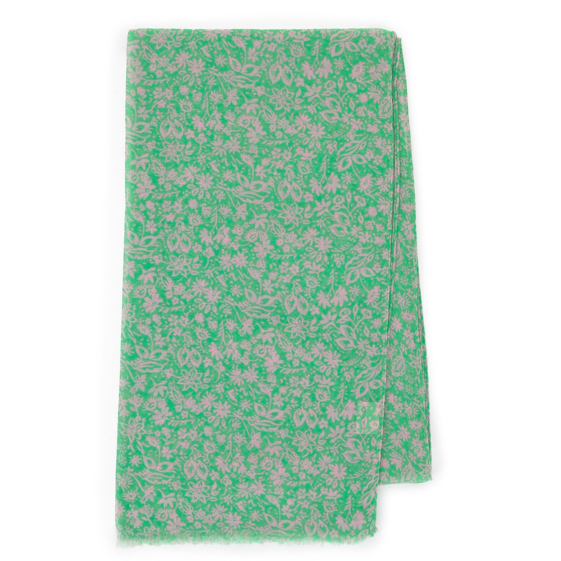 Wzorzysty damski szal zielono - beżowy