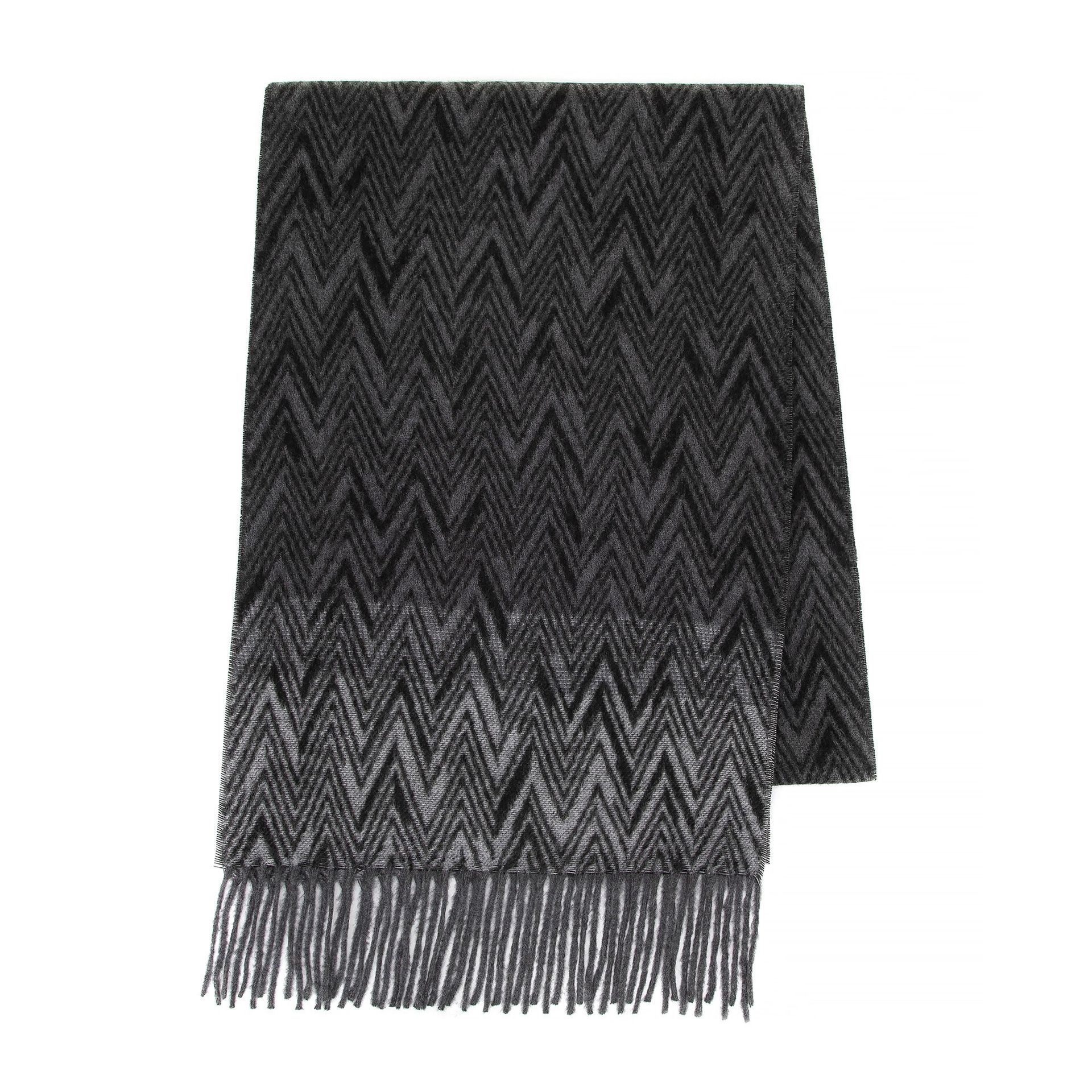 Męski szal w motyw jodełki szary