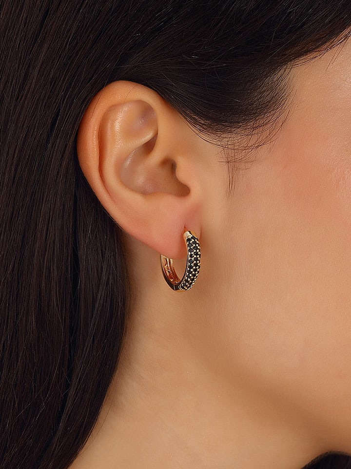 Luja Bijoux Pozłacane kolczyki-kreole z cyrkoniami