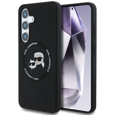 Etui KARL LAGERFELD Silicone Double Heads And Circle MagSafe do Samsung Galaxy S25 Czarny