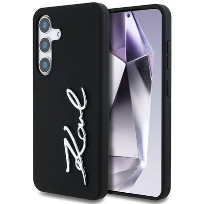 Etui KARL LAGERFELD Silicone Metal Signature Logo do Samsung Galaxy S25 Czarny