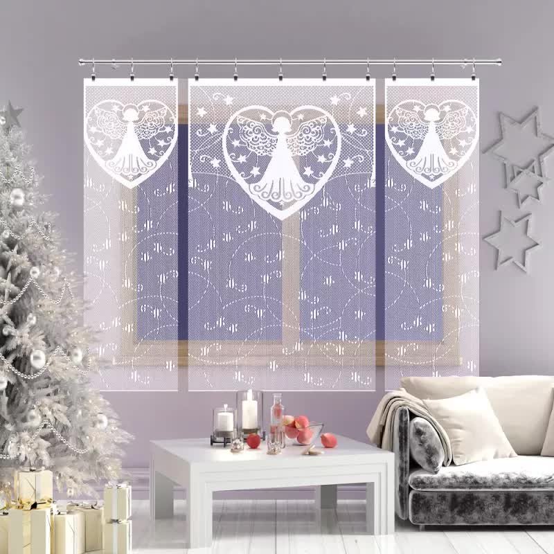 Firanka panel żakardowy frędzle Aniołek 100x165 cm biały 100 cm 165 cm