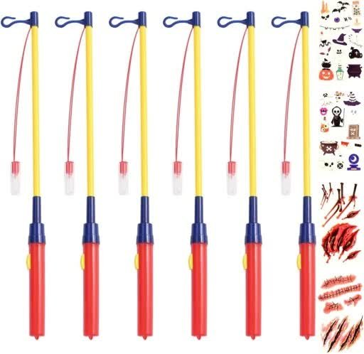 Różdżki Świecące LED Dla Dzieci DIY z Naklejkami Halloween Zestaw 6szt