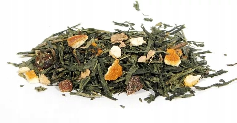 Herbata zielona aromatyzowana imbir i pigwa 100g