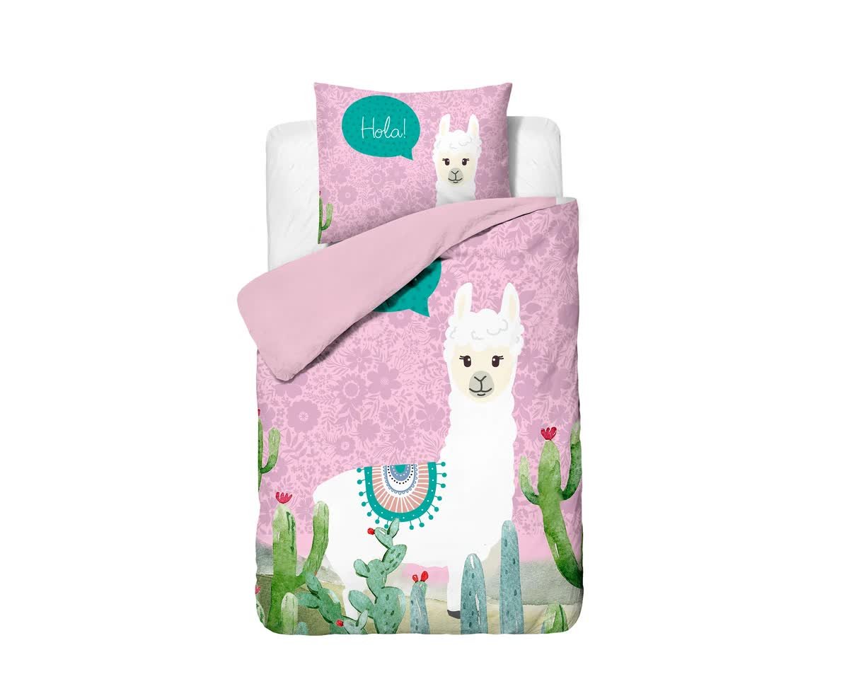 140X200/220 Hola Lama Róż Kpl Pościeli Mikrofibra
