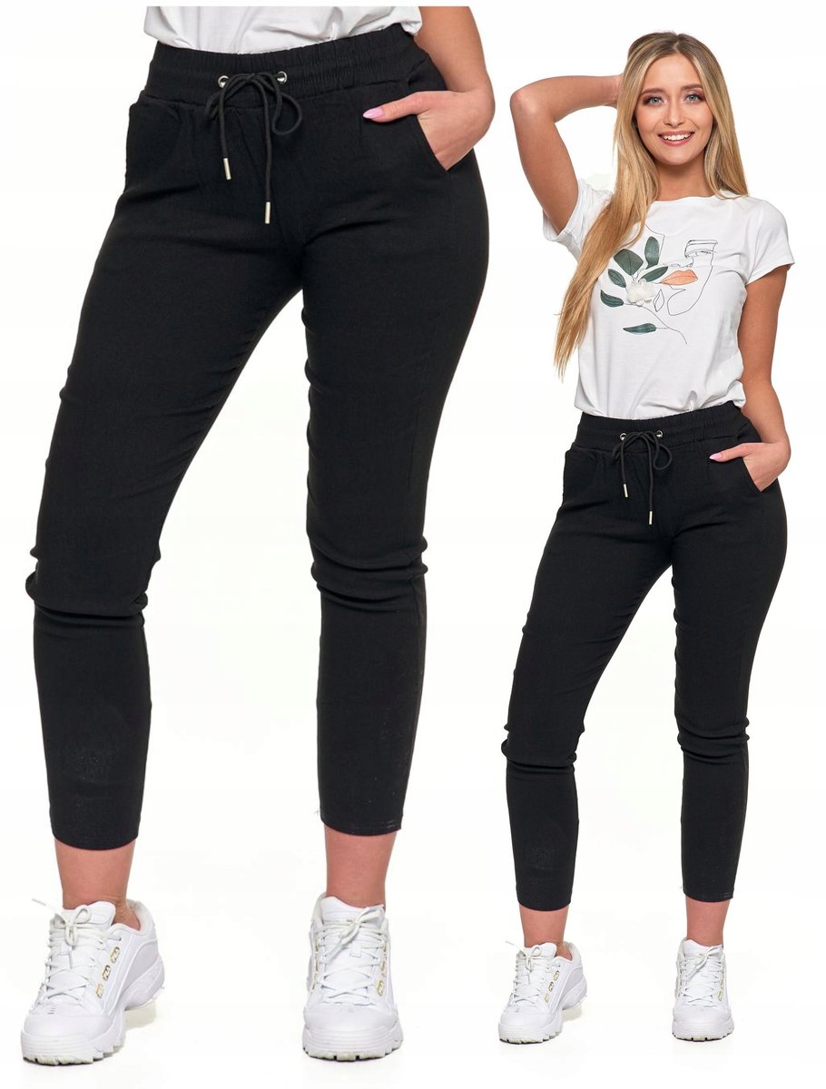 Spodnie Joggery Damskie Elastyczne Z Wiązaniem Eleganckie Modne Moraj Xxl