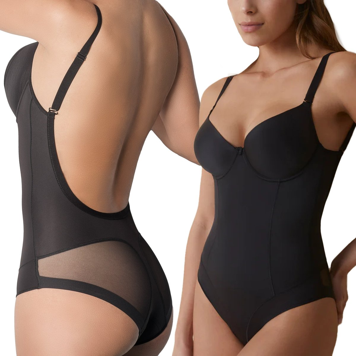 Body Wyszczuplające Ze Stanikiem Mocno Modelujące Wygodne Gładki Czarne 80C