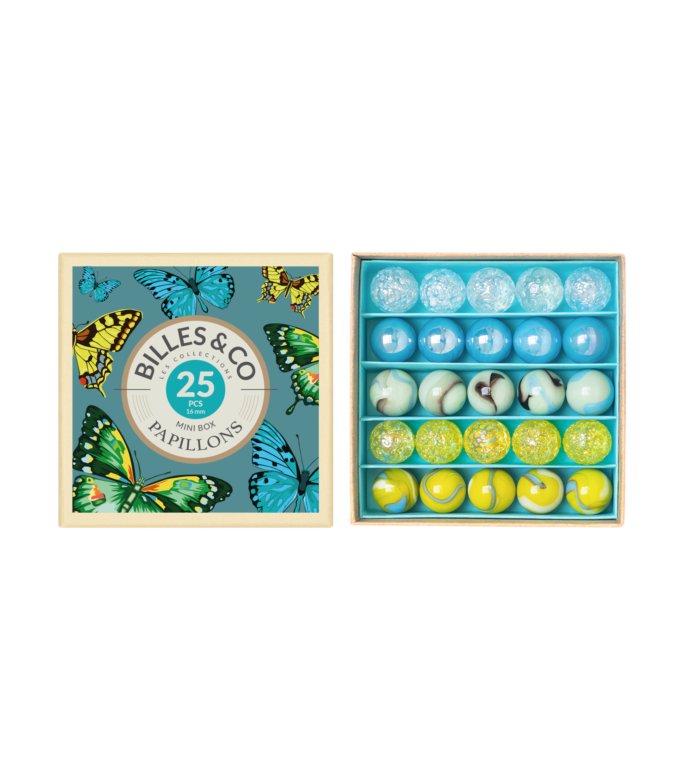 Szklane kulki NIEBIESKIE MOTYLE MINIBOX-03