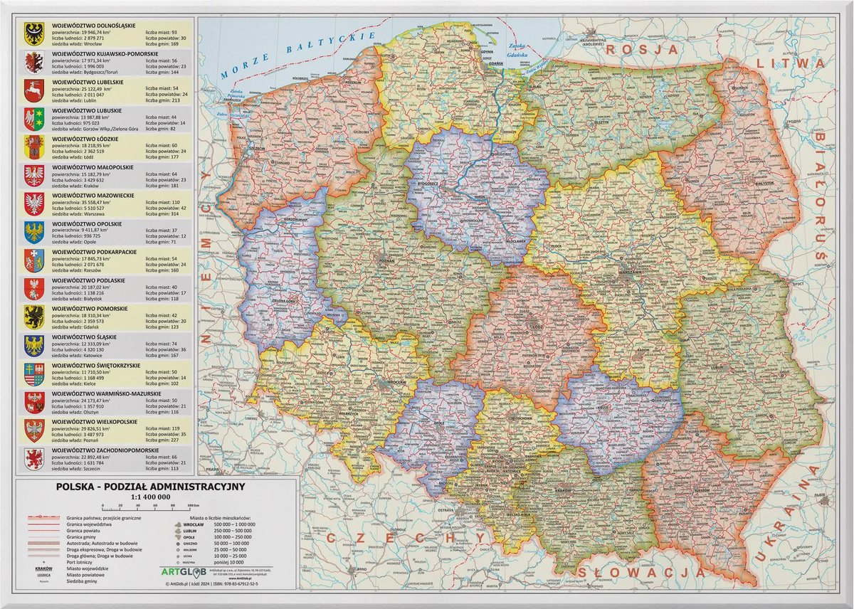 Polska. Mapa administracyjna ścienna