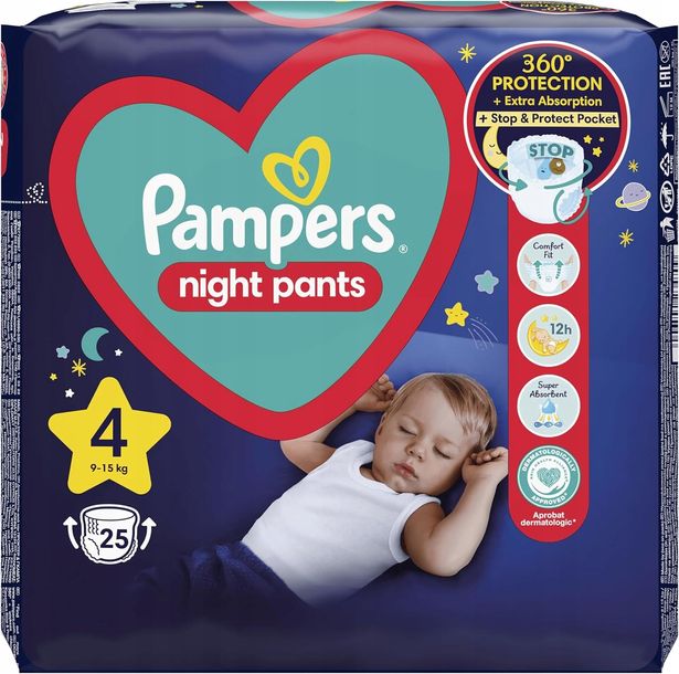 Pampers Night Pants 4 9-15kg Pieluchy Dla Niemowląt Zestaw 25 Szt Pieluszki