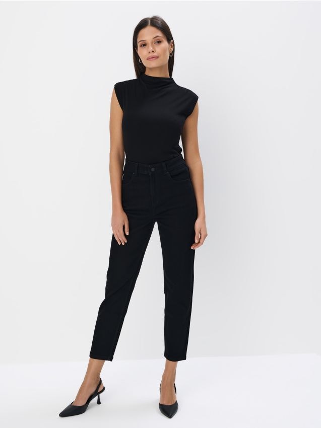 Mohito - Jeansy mom slim PETITE - czarny