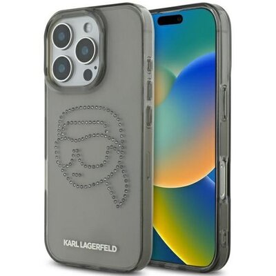 Etui KARL LAGERFELD IML Rhinestones Karl Head do Apple iPhone 16 Pro Max Czarny