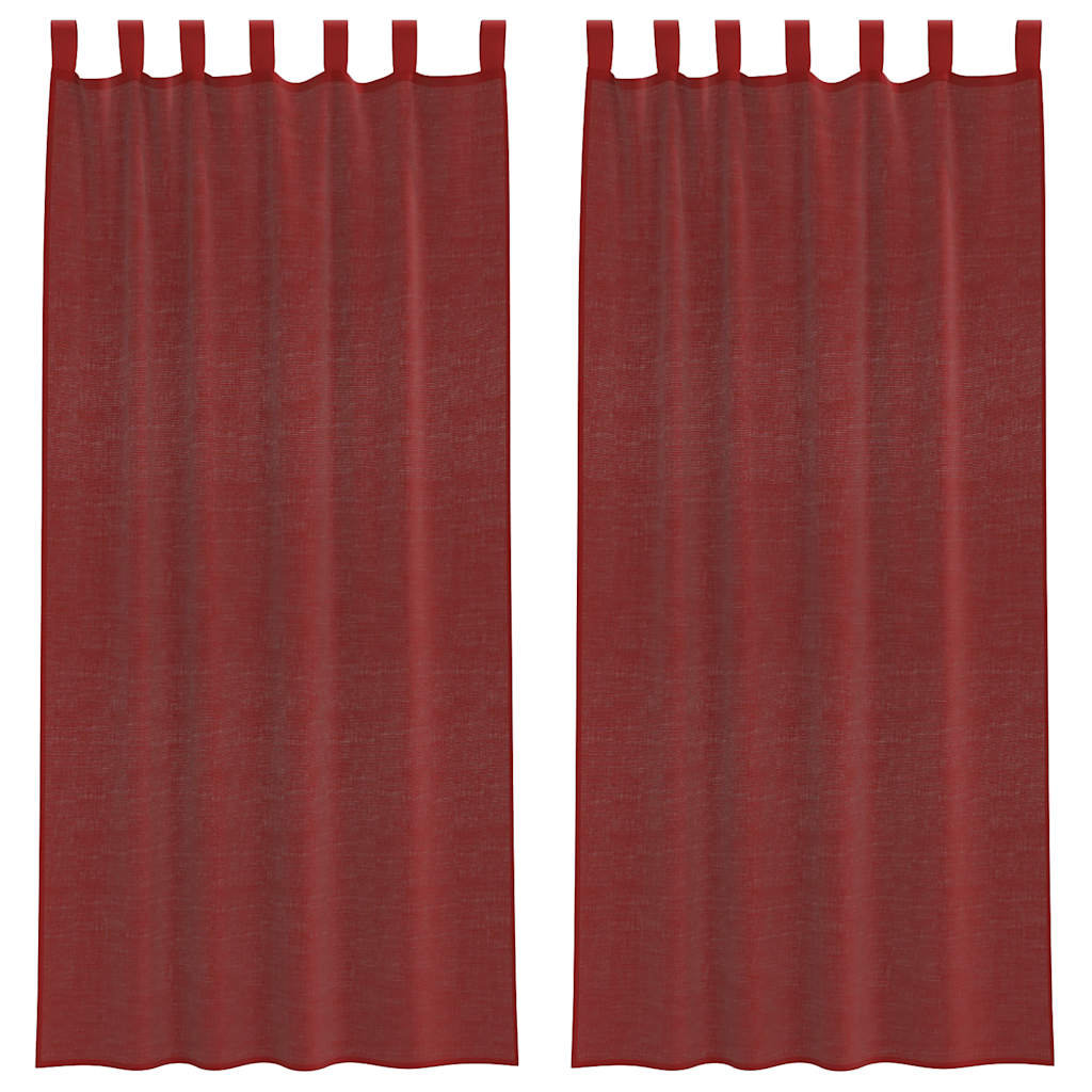 vidaXL Zasłony z woalu z kieszeniami na drążek 2 szt. Wino czerwone