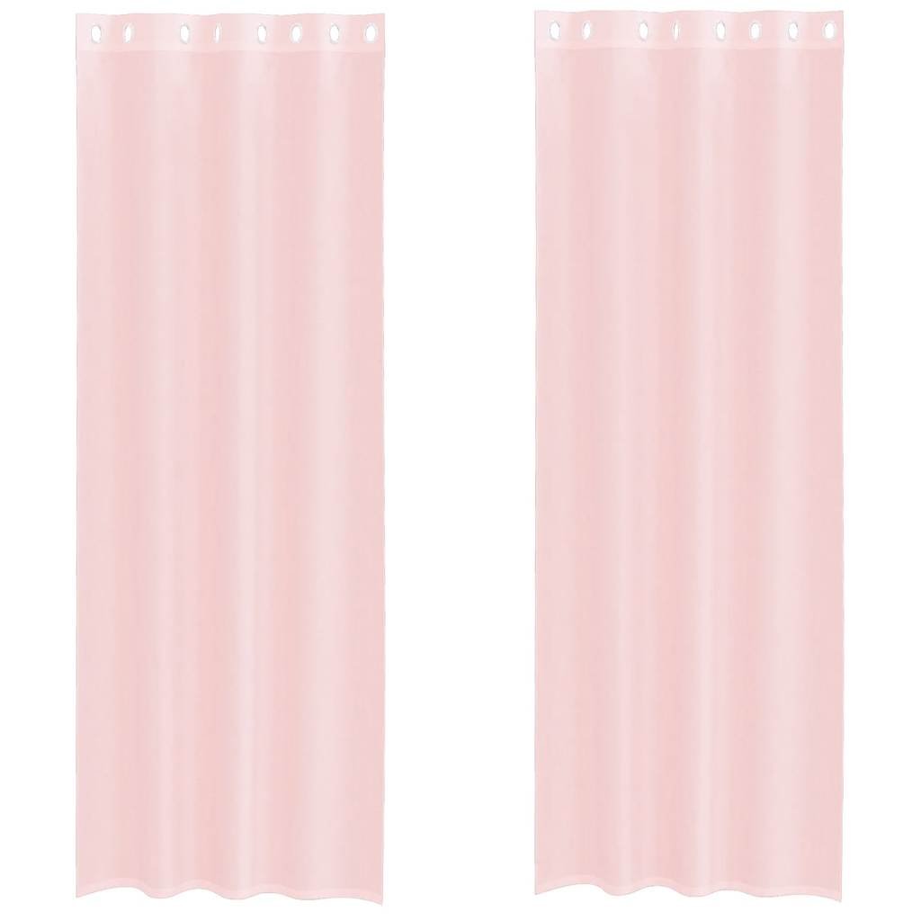 vidaXL Zasłony woalowe z przelotkami 2 szt. Jasnoróżowe 140x260 cm