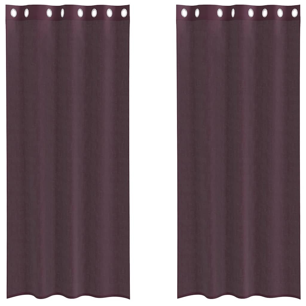 vidaXL Zasłony woalowe z przelotkami 2 szt. Fioletowe 140x245 cm