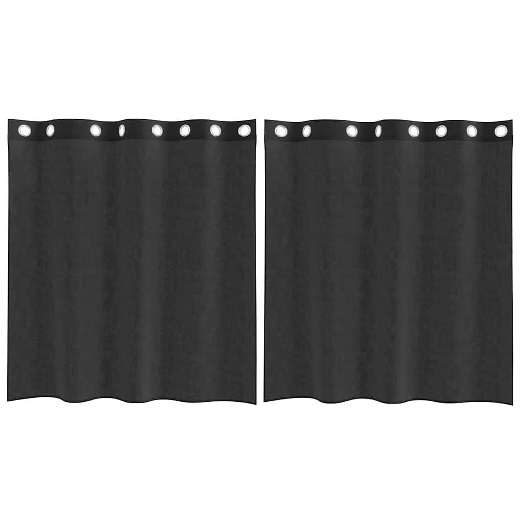 vidaXL Zasłony woalowe z przelotkami 2 szt. Czarne 140x140 cm