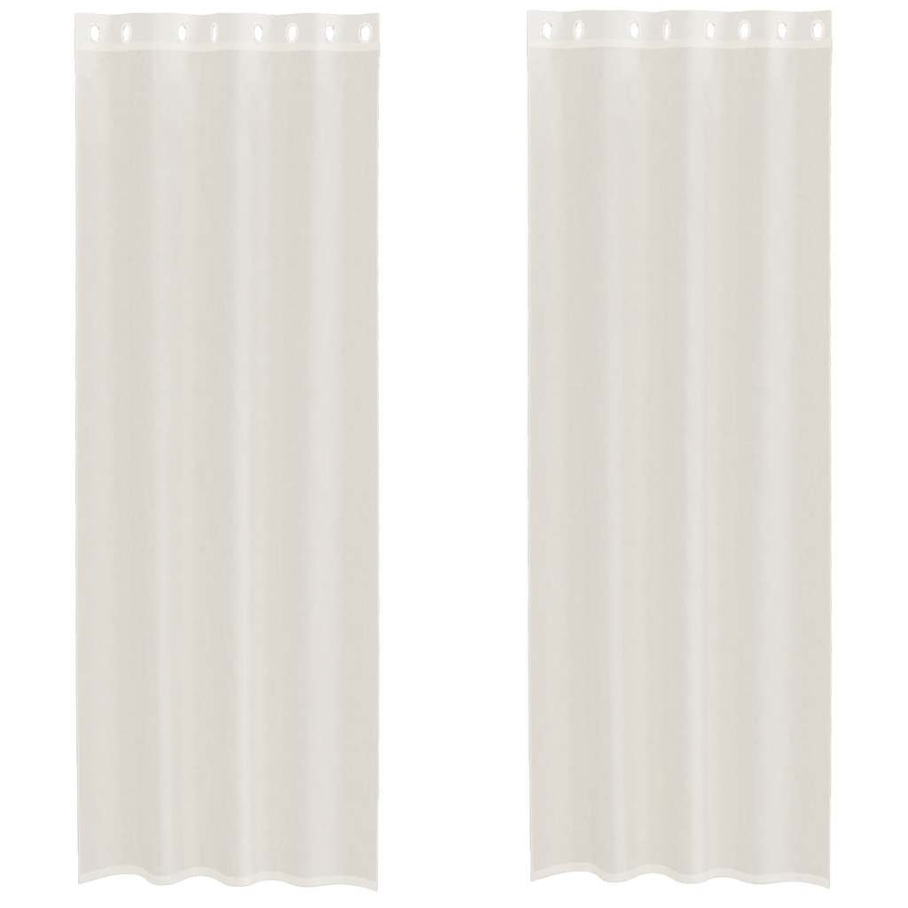 vidaXL Zasłony woalowe z przelotkami 2 szt. Kremowe 140x300 cm