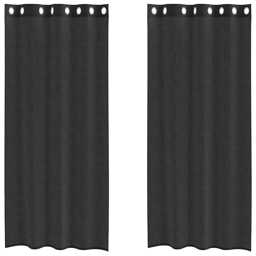vidaXL Zasłony woalowe z przelotkami 2 szt. Czarne 140x245 cm