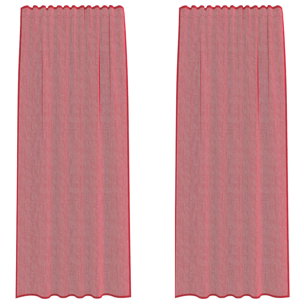 vidaXL Zasłony z woalu z kieszeniami na drążek 2 szt. Wino czerwone