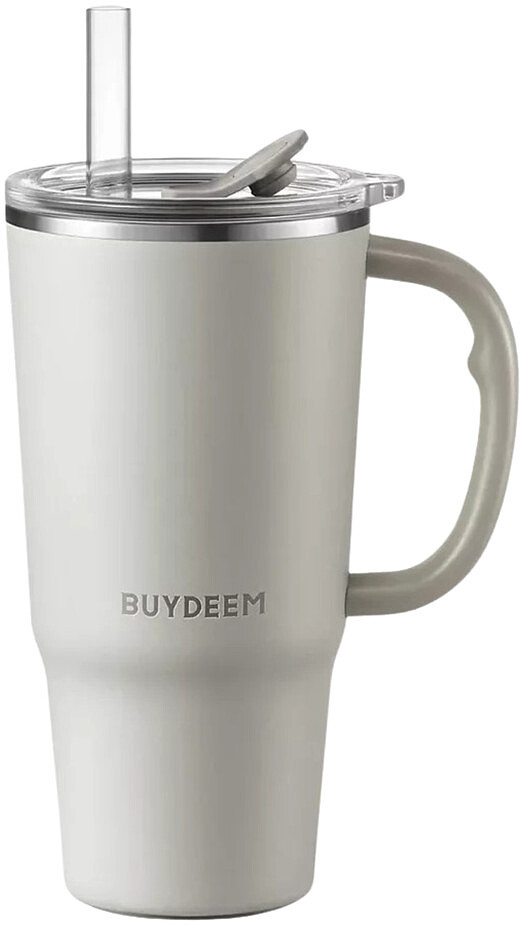 Kubek termiczny ze słomką BUYDEEM DS57 700 ml Biały