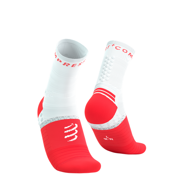 COMPRESSPORT Skarpetki do biegania PRO MARATHON SOCKS V2.0 fluo red/white