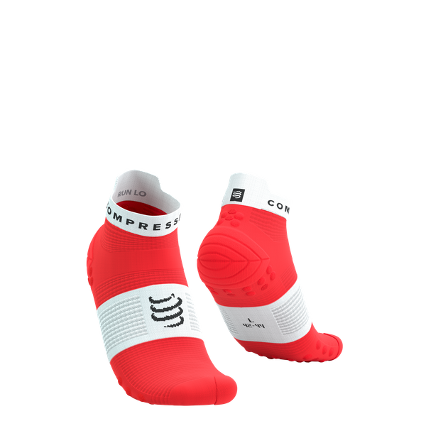 COMPRESSPORT Skarpetki do biegania krótkie PRORACING SOCKS V4 RUN LOW fluo red/white