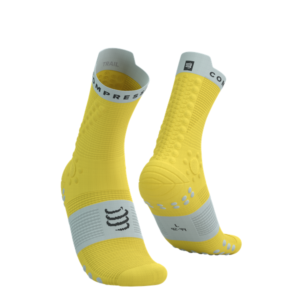COMPRESSPORT Skarpetki do biegania trailowe PRORACING SOCKS V4 TRAIL maize/dawn blue