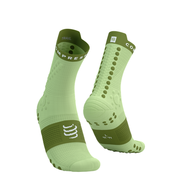 COMPRESSPORT Skarpetki do biegania trailowe PRORACING SOCKS V4 TRAIL shadow lime/woodbine