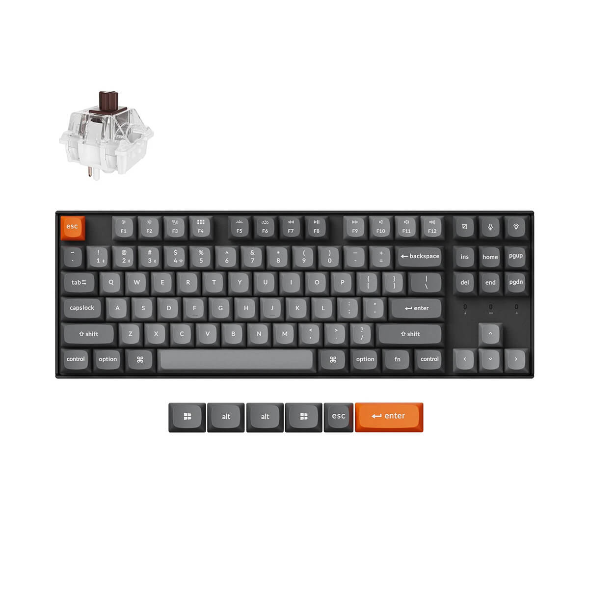 Keychron K8 MAX bezprzewodowa klawiatura mechaniczna z podświetleniem RGB Keychron Hot-Swap Super Brown Switch - Czarna (Black)