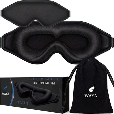 Opaska na oczy WAYA 3D Premium V2 Czarny + worek WAYA