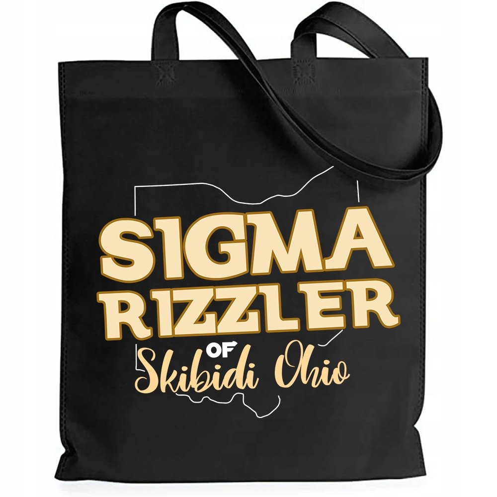TORBA CZARNA SHOPER ŚMIESZNE PREZENT SIGMA RIZZLER OF SKIBIDI OHIO WZORY