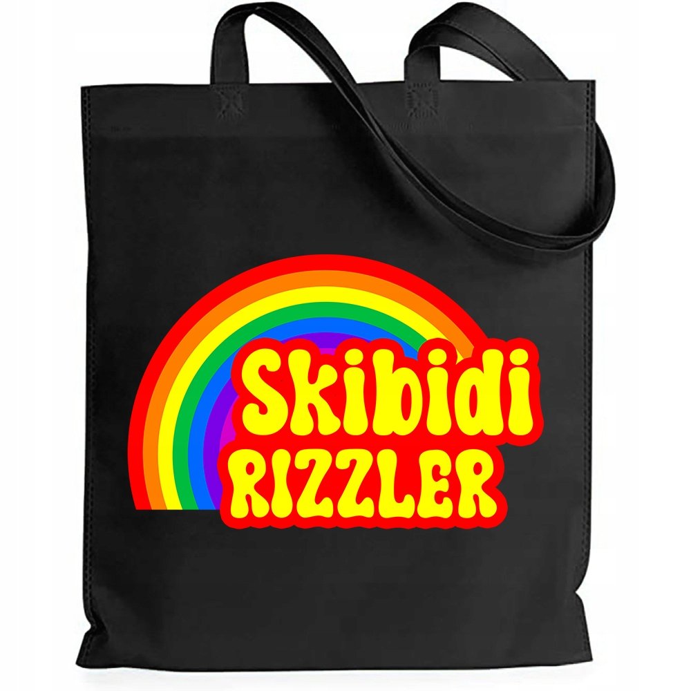 TORBA CZARNA SHOPER ŚMIESZNE PREZENT RIZZLER SKIBIDI MŁODZIEŻOWE SŁOWO WZ