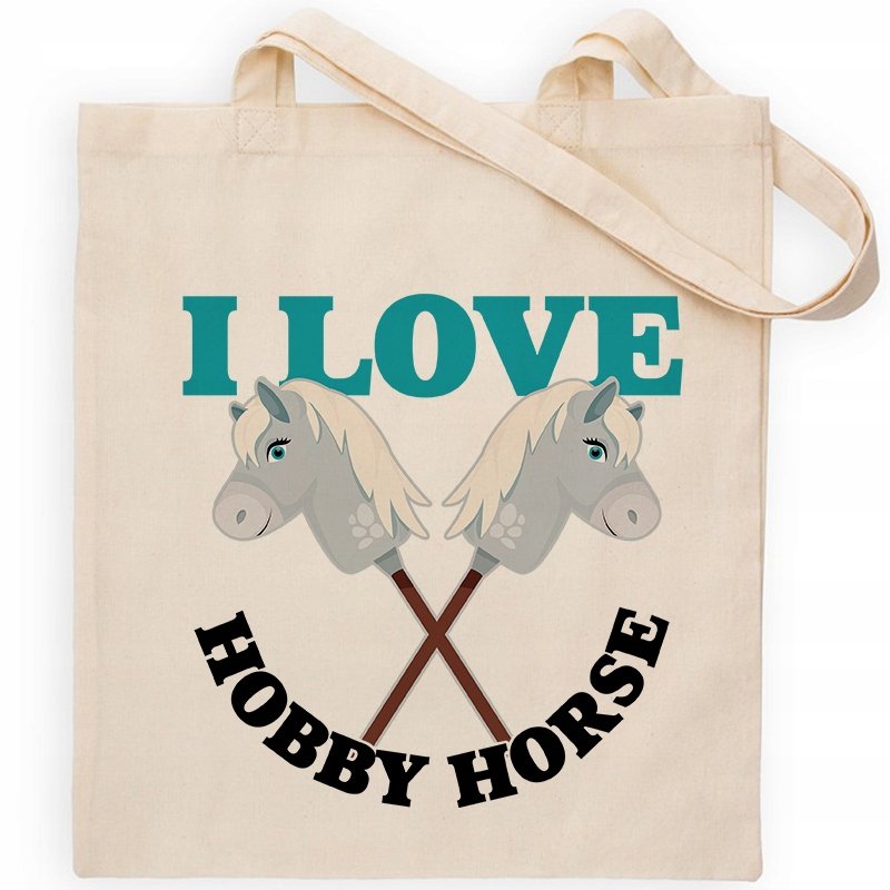 Torba EKO SHOPPER Beżowa SUPER PREZENT DLA KOLEŻANKI I LOVE HOBBY HORSE WZ