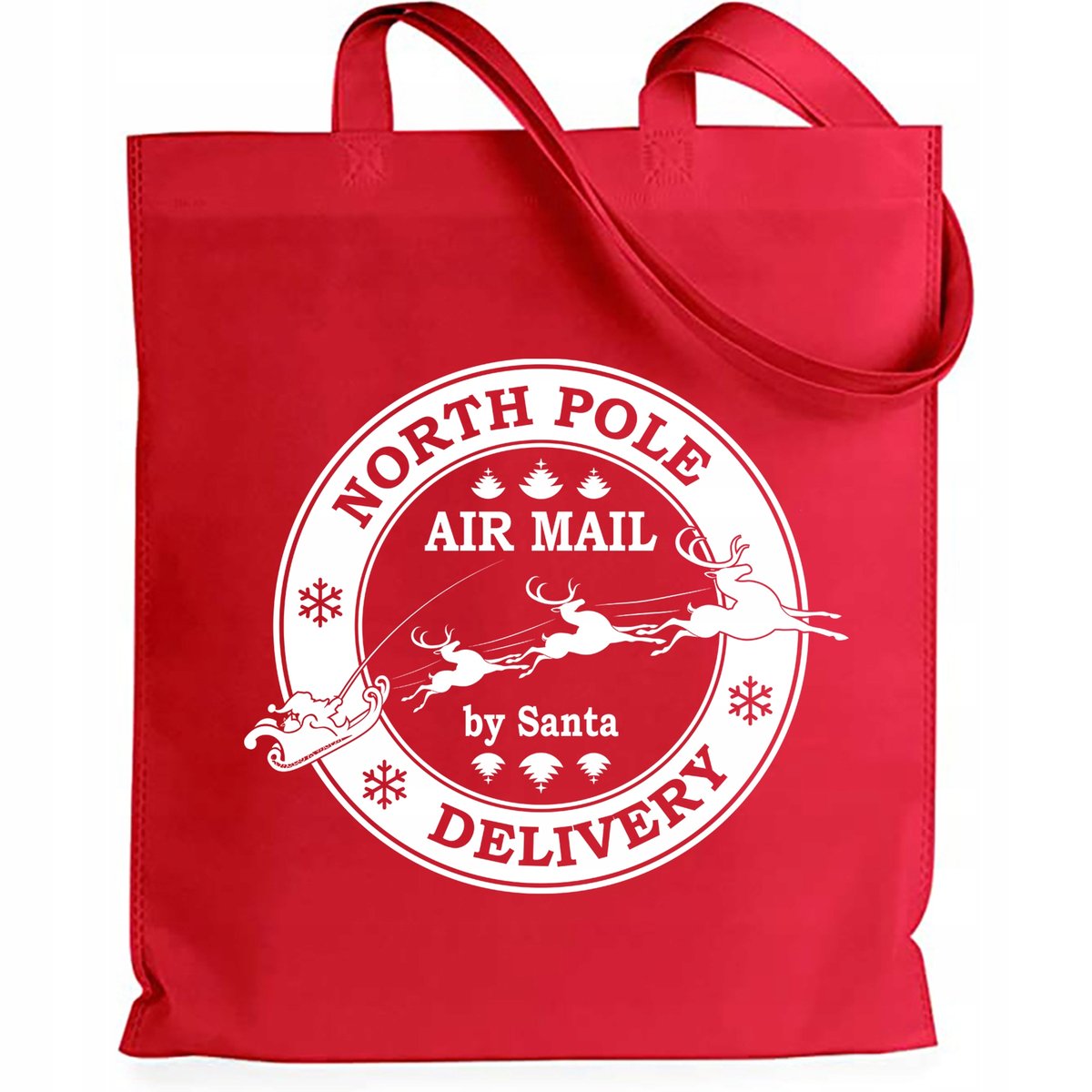 TORBA BAWEŁNIANA SHOPER ŚWIĄTECZNY PREZENT CZERWONA NORTH POLE DELIVERY WZ