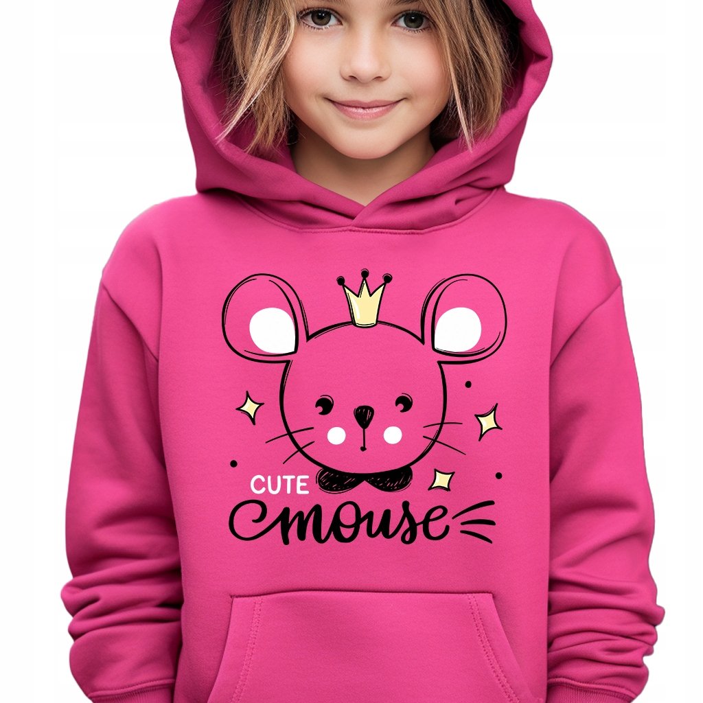 Bluza Dziecięca z Kapturem Roz. 116 cm Malinowa Urocza Myszka Wiele Wzorów