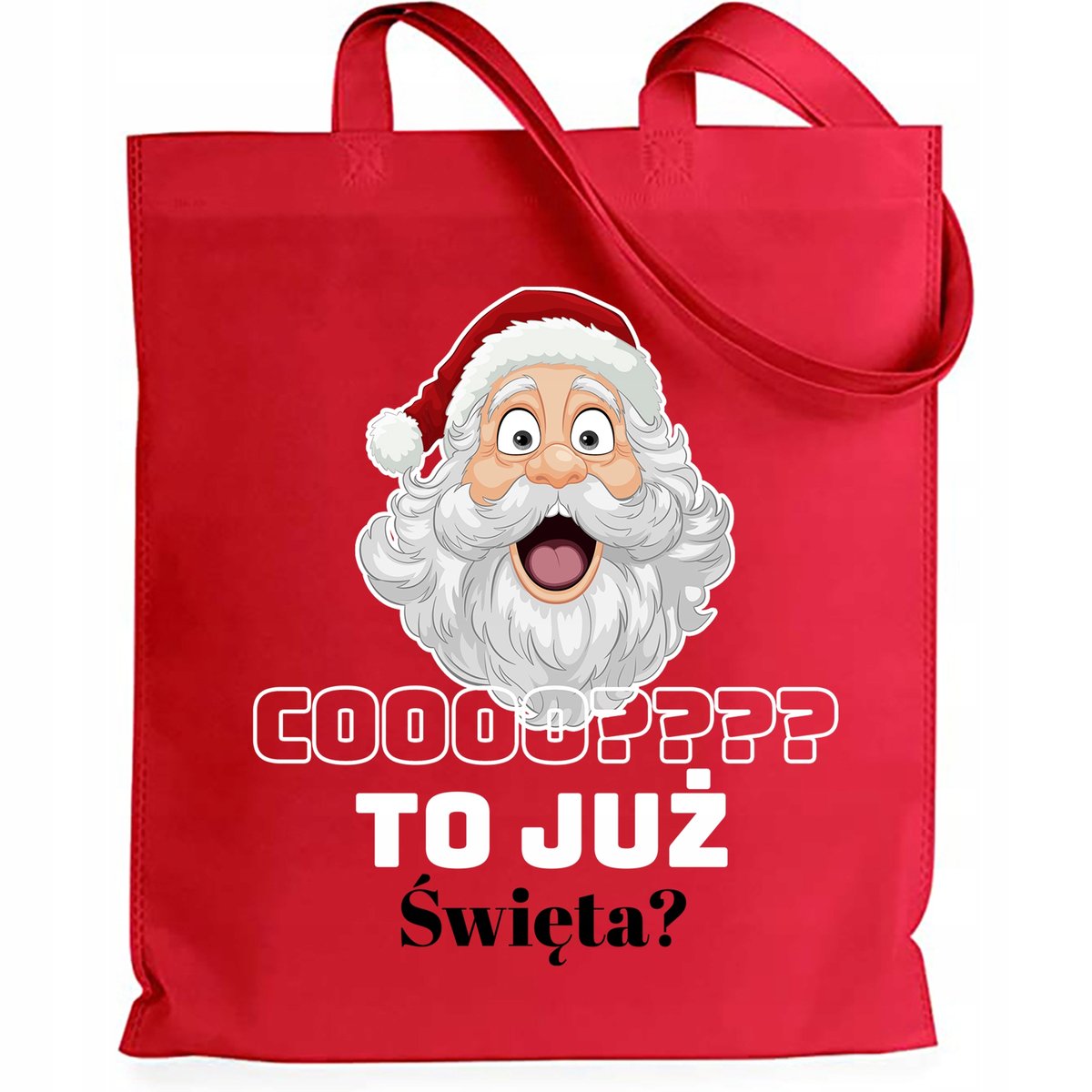 TORBA BAWEŁNIANA SHOPER ŚWIĄTECZNY PREZENT CZERWONA COOOO TO JUŻ ŚWIĘTA WZ